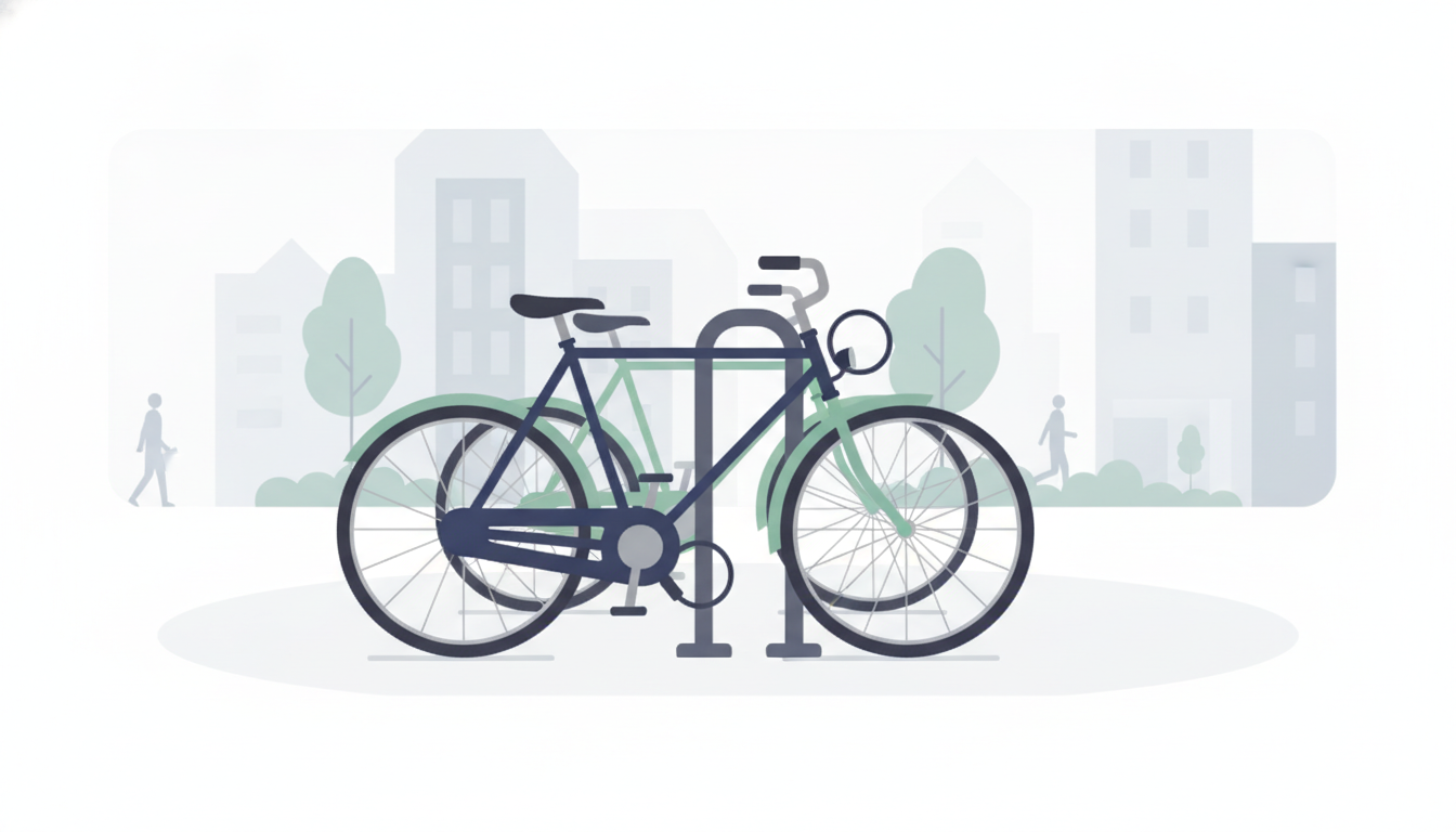 Parkerede cykler med lås på en bygade
