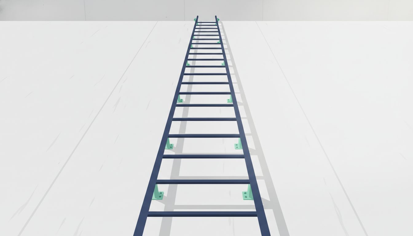 Illustrasjon av en stige på en industribygning, symbol på fysisk arbeid og klatring