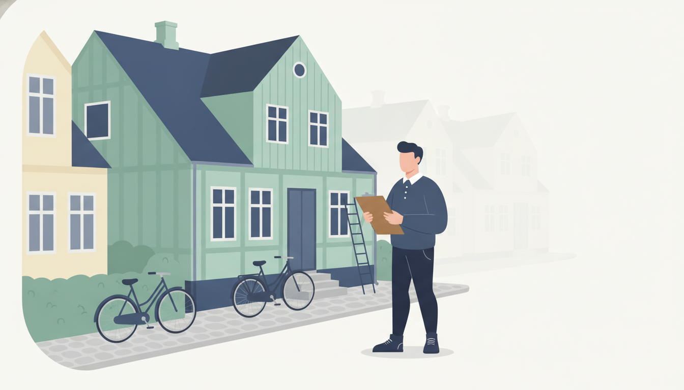 Boligsyn af et hus i forbindelse med tilstandsrapport